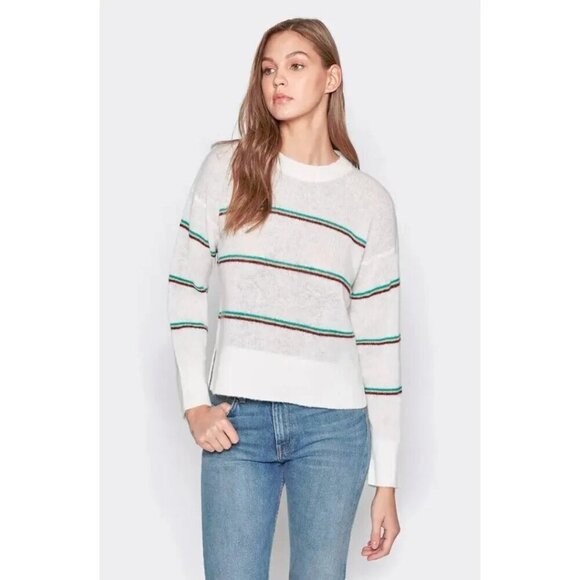 NWT Joie Dreolan porcelain off-white striped wool blend sweater, M - Picture 5 of 13